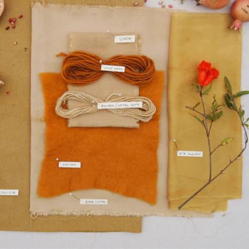 Close-up of pomegranate peel powder – high tannin natural dye for textiles