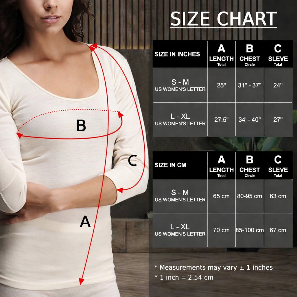 Merino Wool Long Sleeve Thermal Top for Women – Undyed