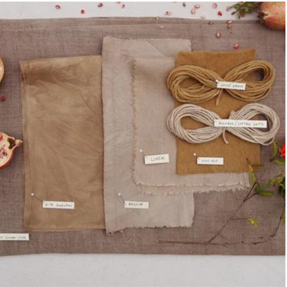 Pomegranate peel dye results – soft yellows, shifted to greens and greys with iron