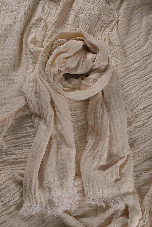 Handwoven Buldan towel made from 70% cotton and 30% tencel yarn, naturally textured and undyed, by Themazi.