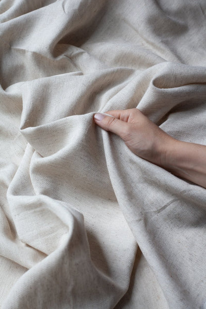 Undyed linen cotton blend fabric with natural texture, suitable for natural dyeing and hand dye projects