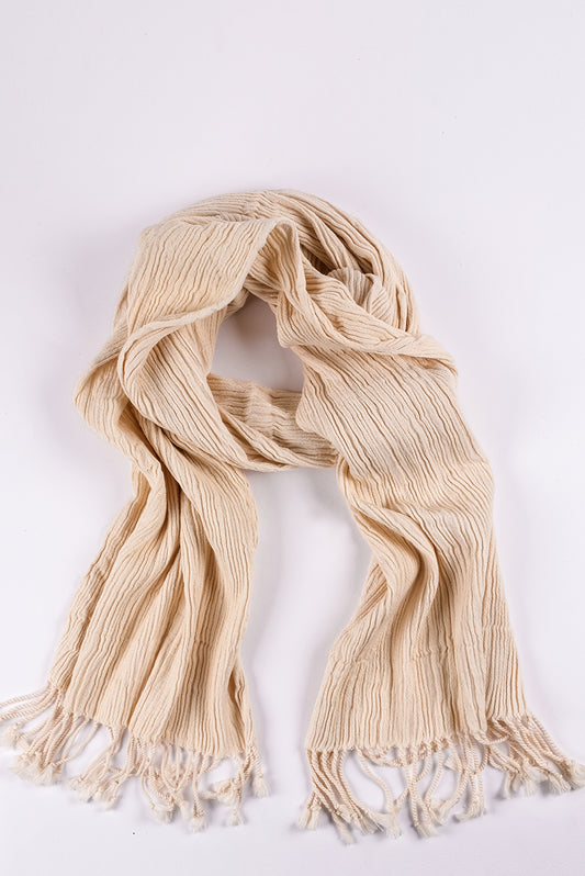 Undyed cotton linen peshtemal displayed on a white background, natural and ready for use or natural dyeing
