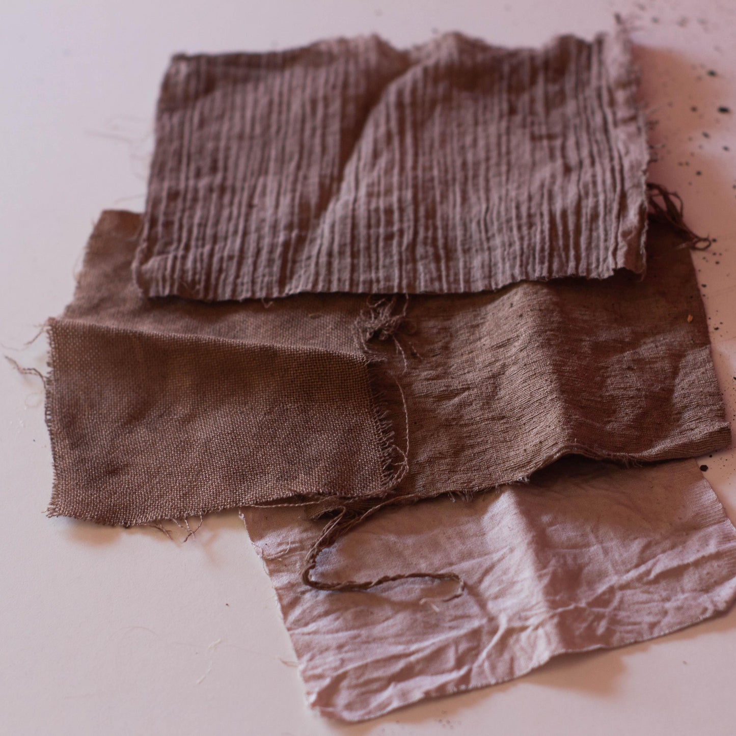 Cotton fabric dyed with black walnut hull powder – warm brown tones